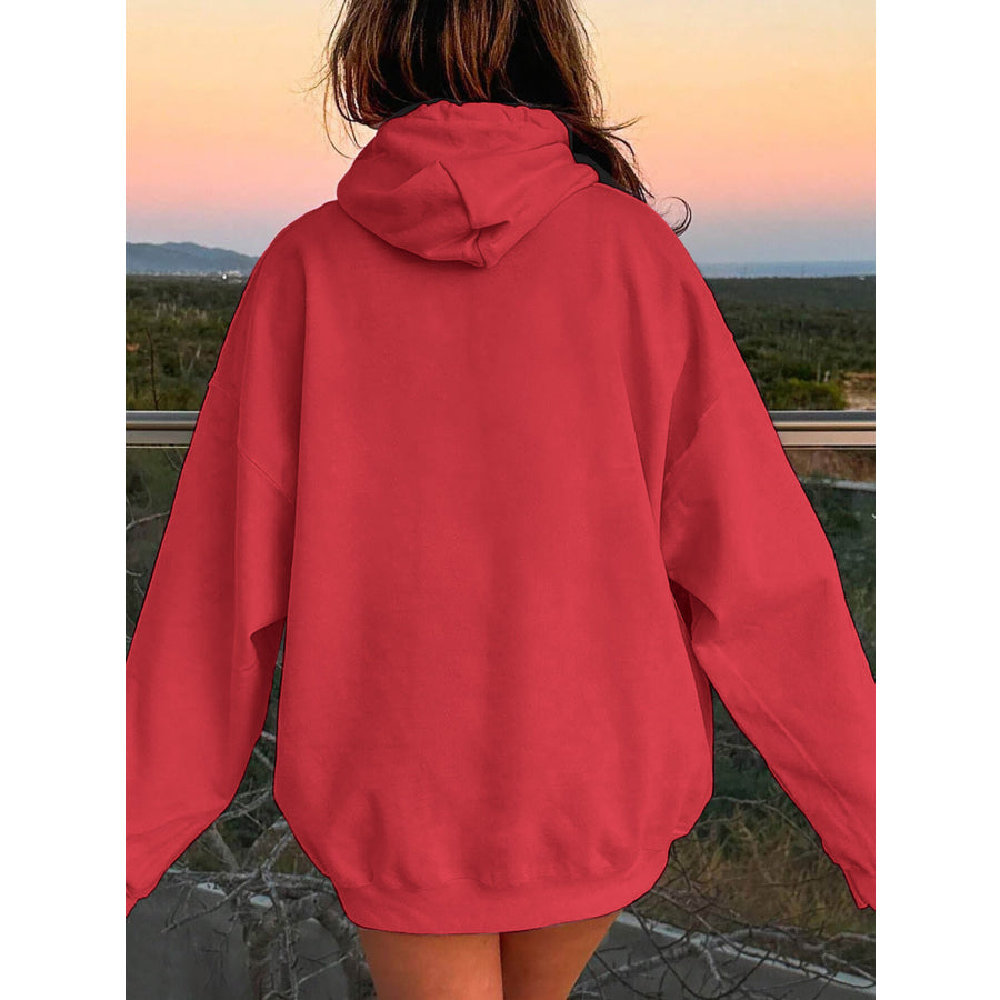 Drawstring Dropped Shoulder Hoodie Apparel and Accessories