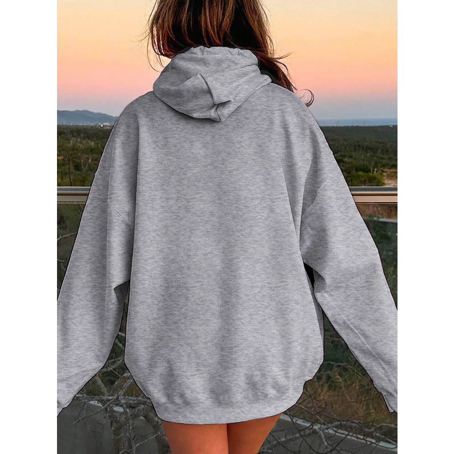 Drawstring Dropped Shoulder Hoodie Apparel and Accessories