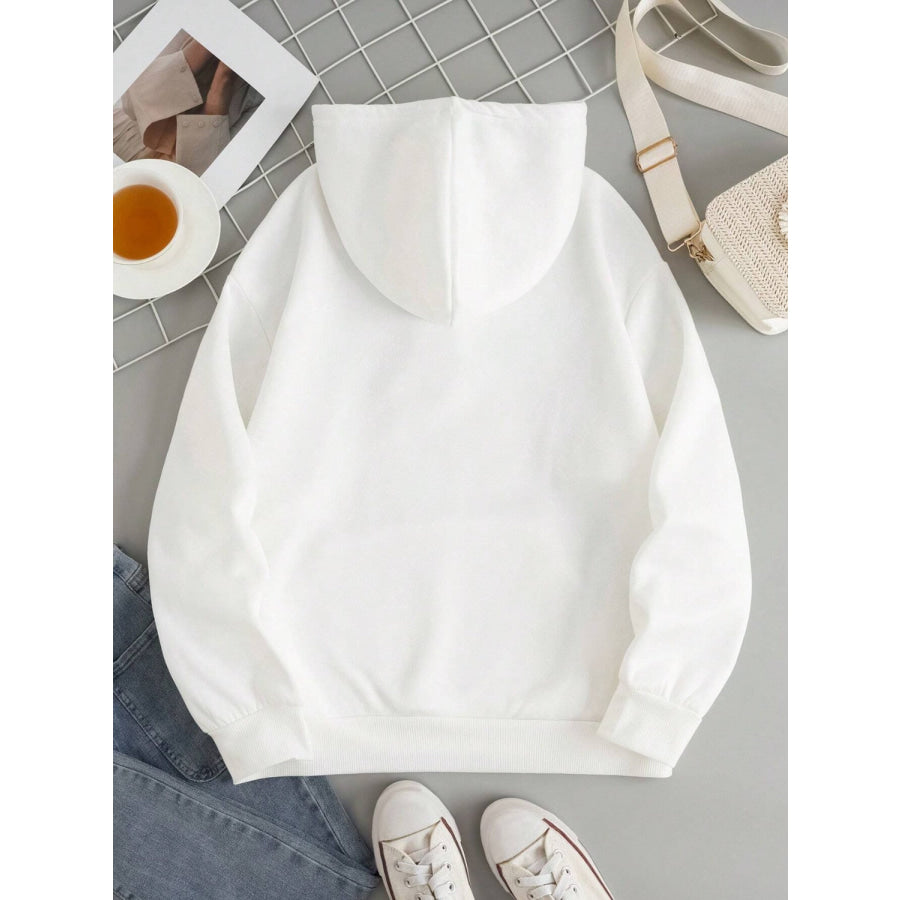 Drawstring Dropped Shoulder Hoodie Apparel and Accessories