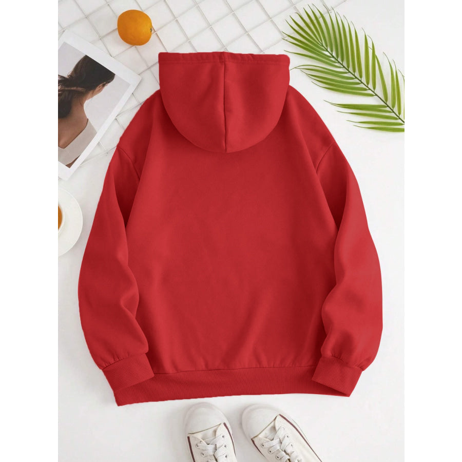 Drawstring Dropped Shoulder Hoodie Apparel and Accessories