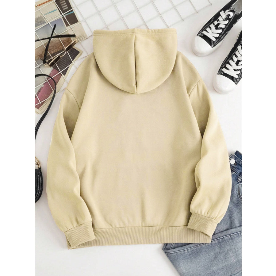 Drawstring Dropped Shoulder Hoodie Apparel and Accessories
