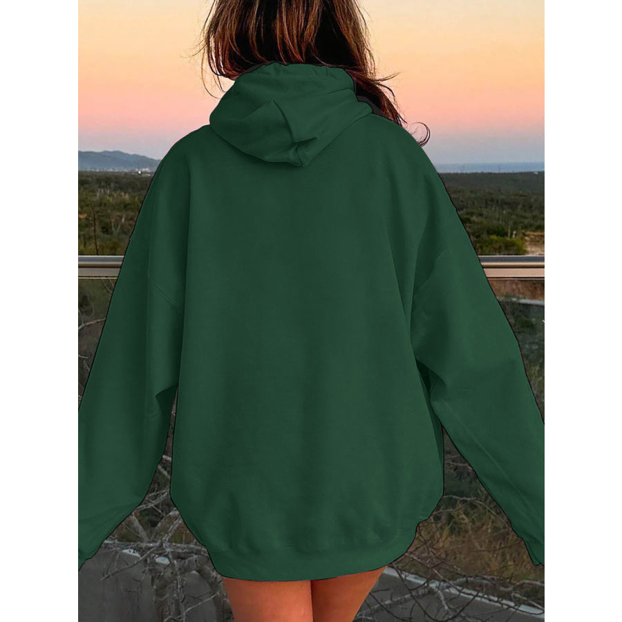 Drawstring Dropped Shoulder Hoodie Apparel and Accessories