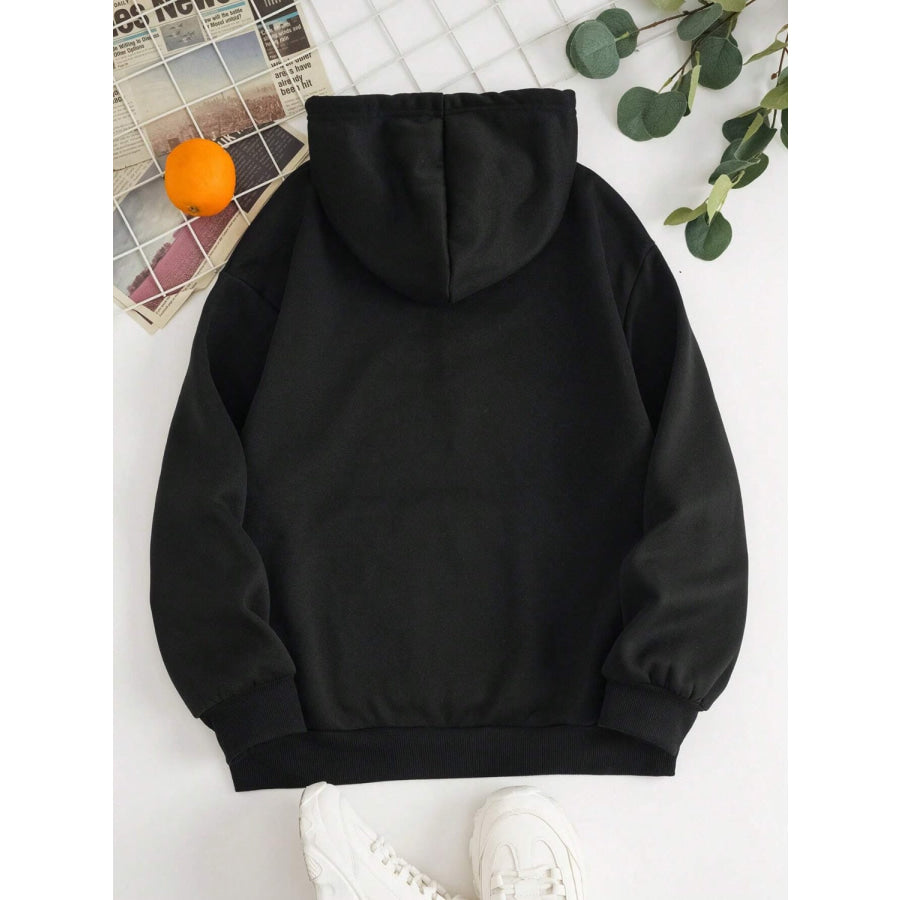 Drawstring Dropped Shoulder Hoodie Apparel and Accessories