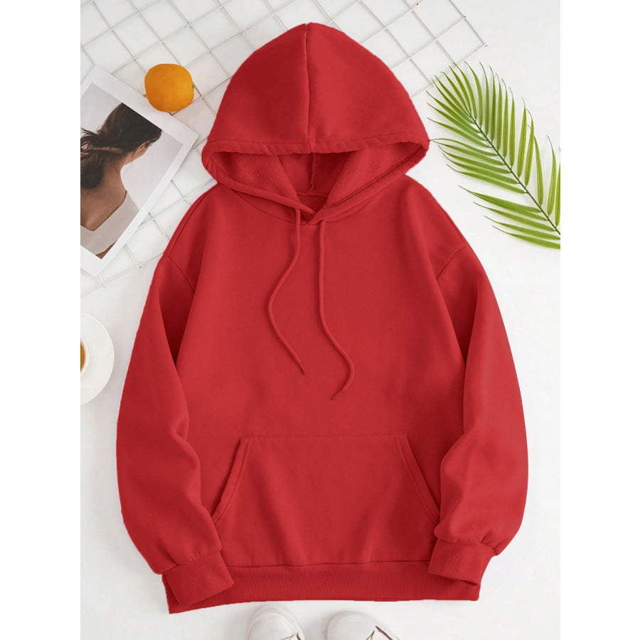 Drawstring Dropped Shoulder Hoodie Apparel and Accessories