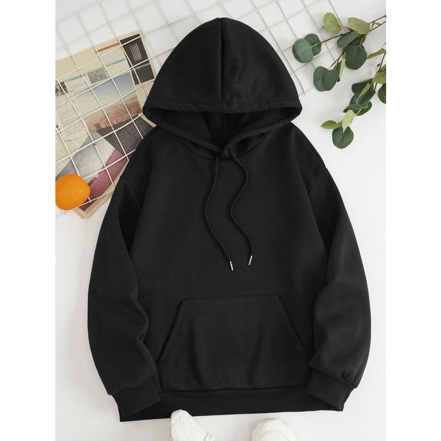 Drawstring Dropped Shoulder Hoodie Apparel and Accessories