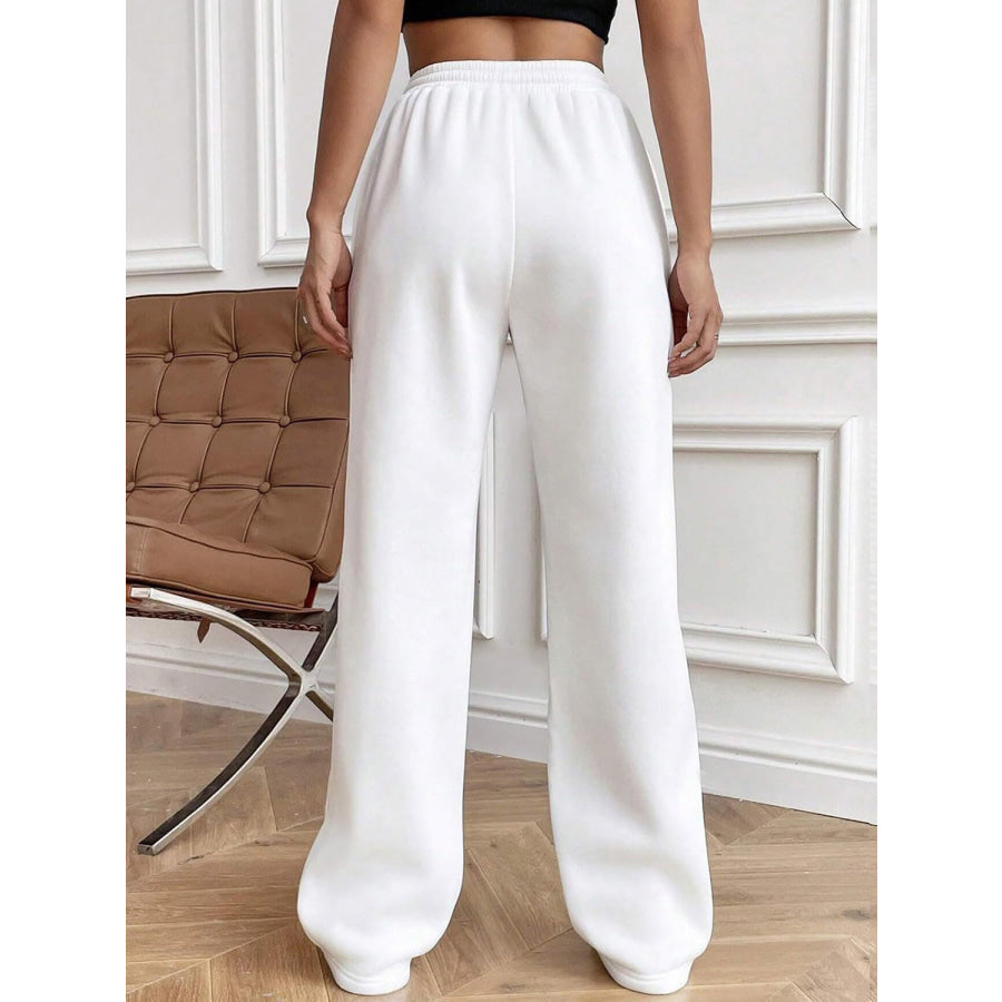 Drawstring Elastic Waist Pants with Pockets Apparel and Accessories