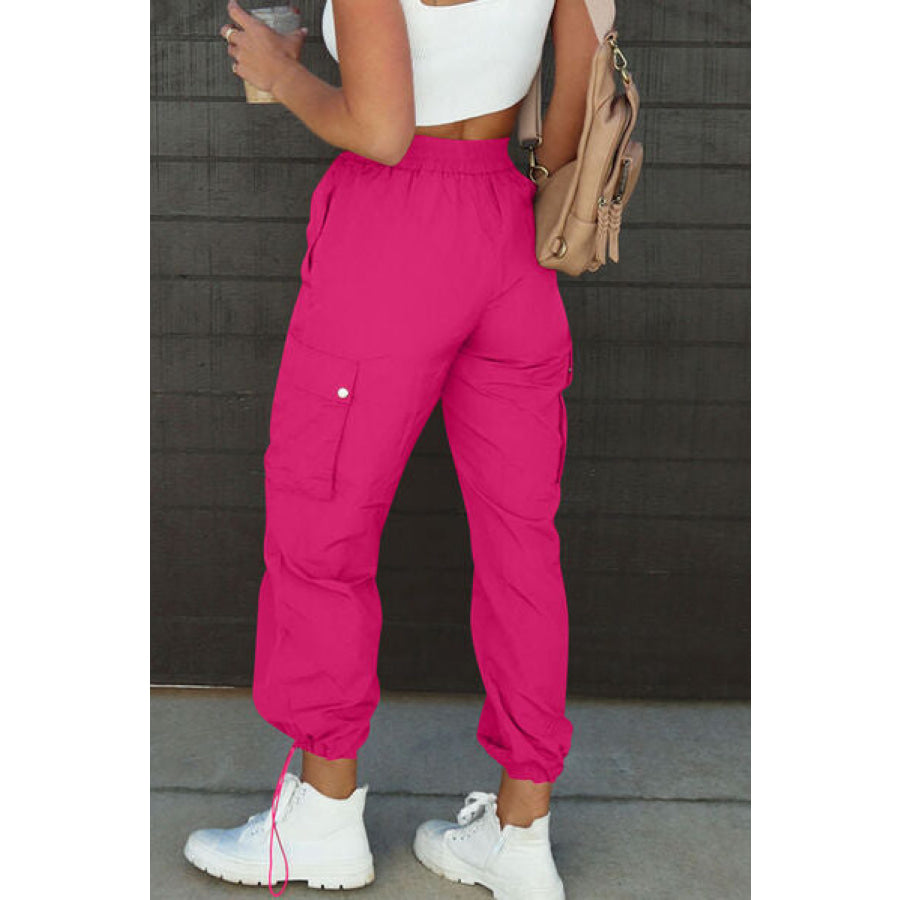 Drawstring Elastic Waist Pants with Pockets Clothing