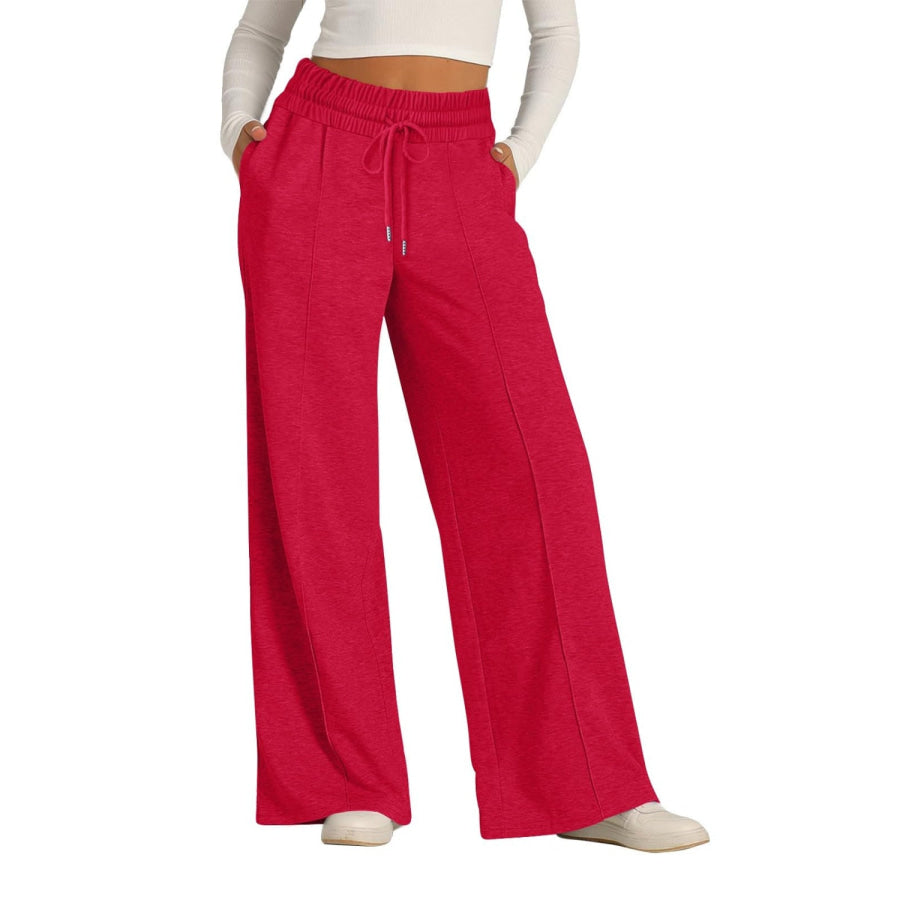 Drawstring Elastic Waist Wide Leg Pants Apparel and Accessories