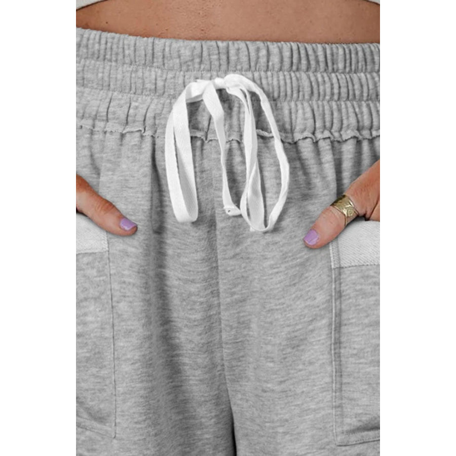 Drawstring High Waist Shorts with Pockets Apparel and Accessories