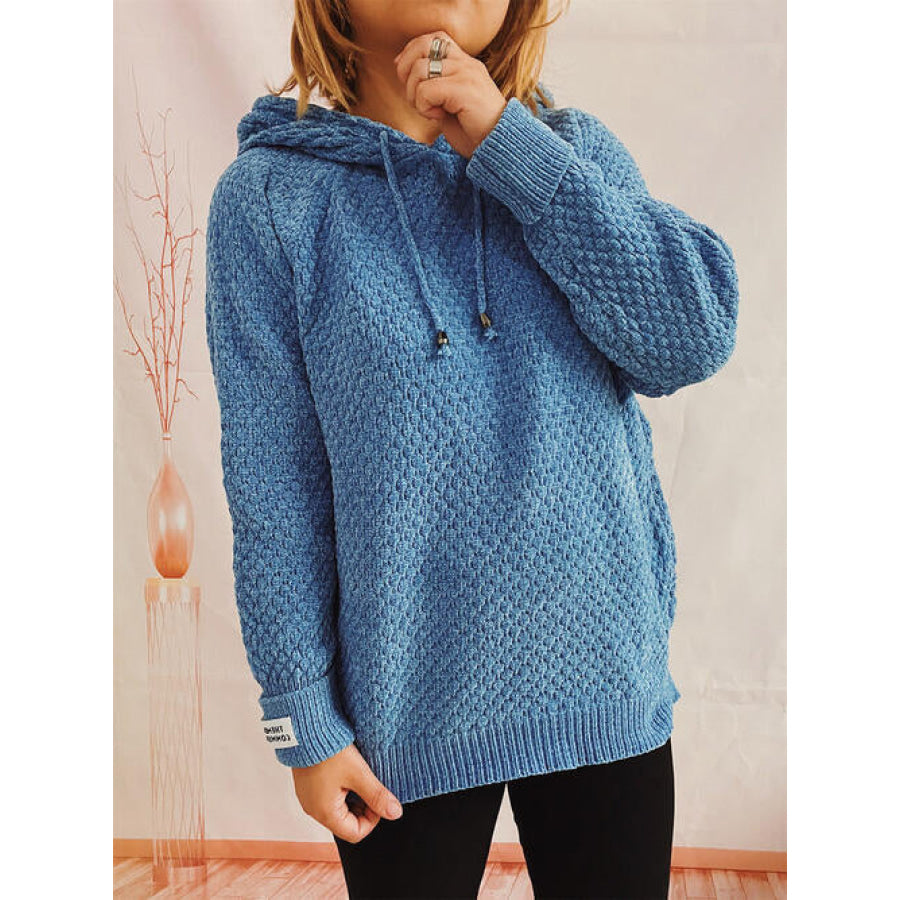 Drawstring Long Sleeve Hooded Sweater Clothing