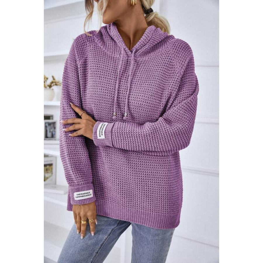 Drawstring Long Sleeve Hooded Sweater Shirts & Tops