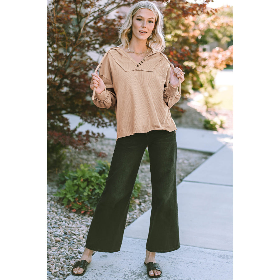 Drawstring Long Sleeve Hoodie Apparel and Accessories