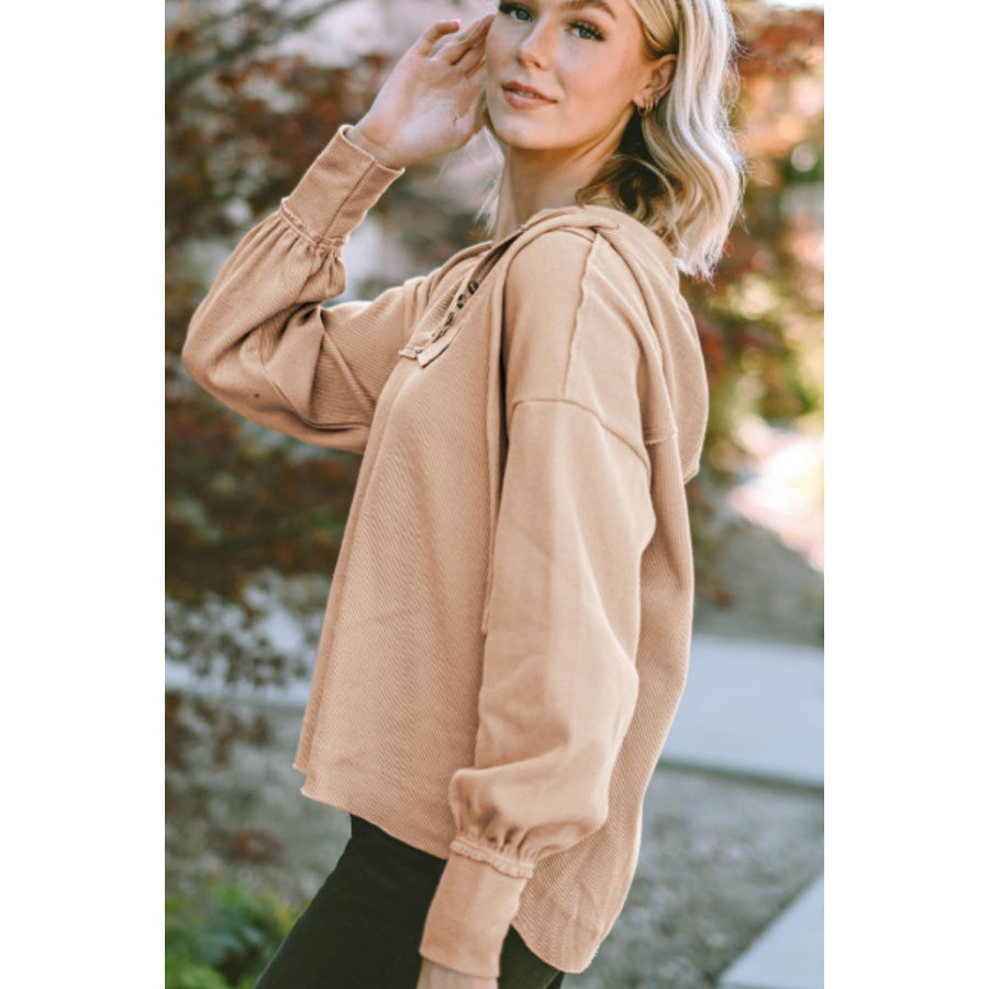 Drawstring Long Sleeve Hoodie Apparel and Accessories