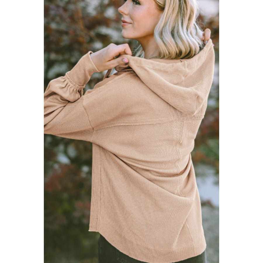 Drawstring Long Sleeve Hoodie Apparel and Accessories