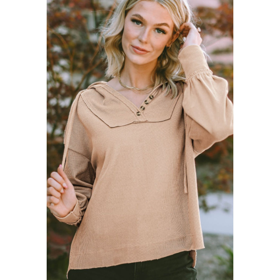 Drawstring Long Sleeve Hoodie Apparel and Accessories