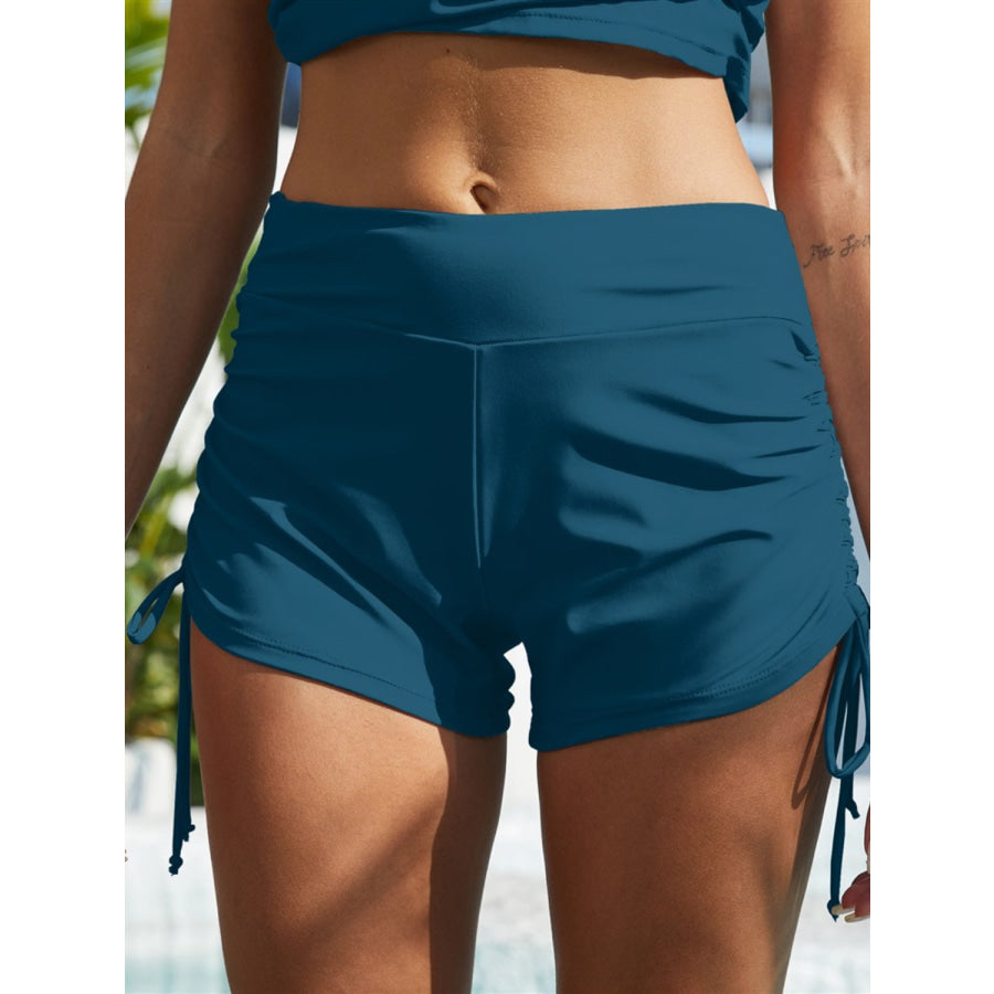 Drawstring Mid-Rise Waist Swim Shorts French Blue / S Apparel and Accessories