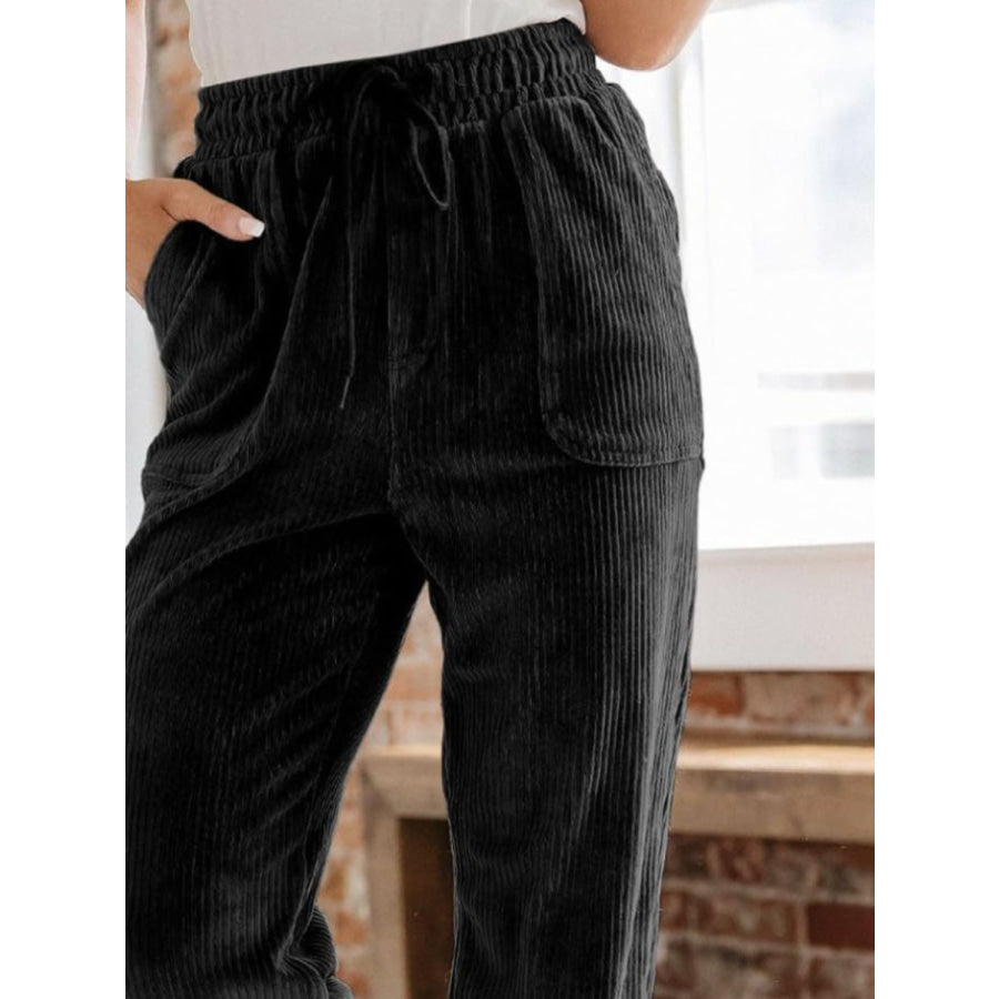Drawstring Pants with Pockets Apparel and Accessories
