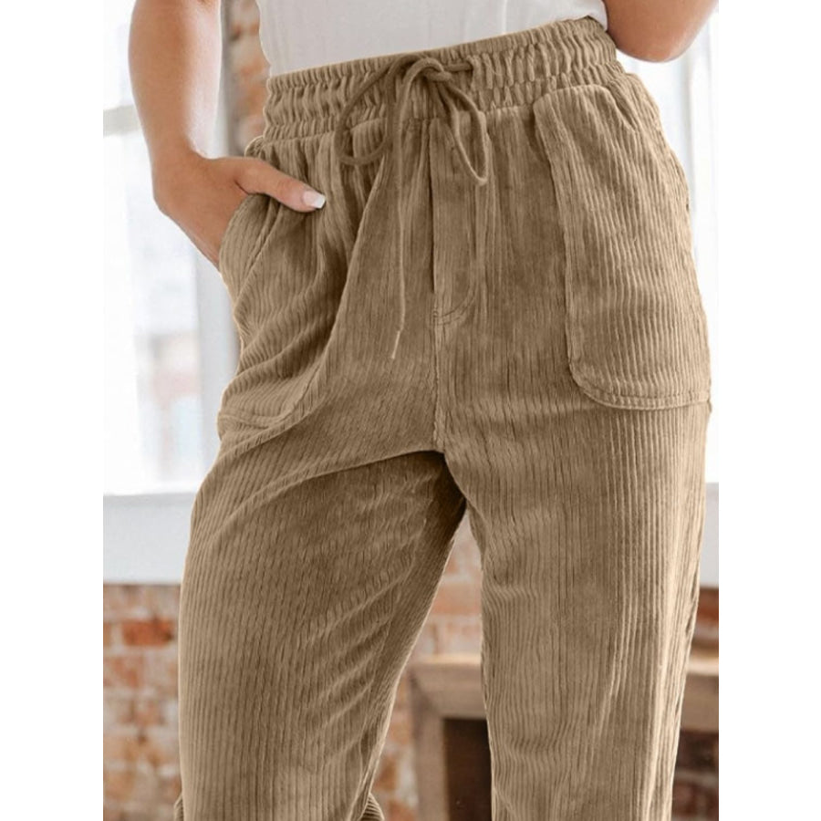 Drawstring Pants with Pockets Apparel and Accessories