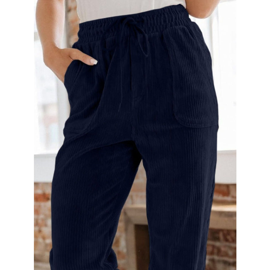 Drawstring Pants with Pockets Apparel and Accessories