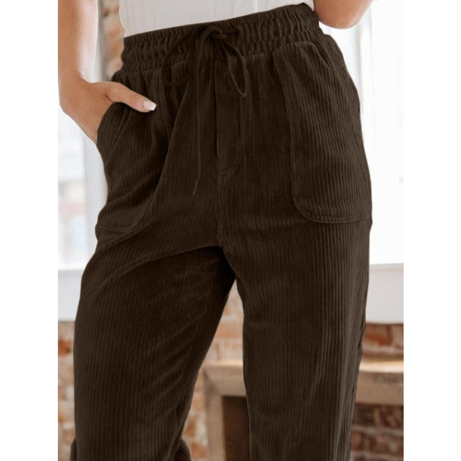 Drawstring Pants with Pockets Apparel and Accessories