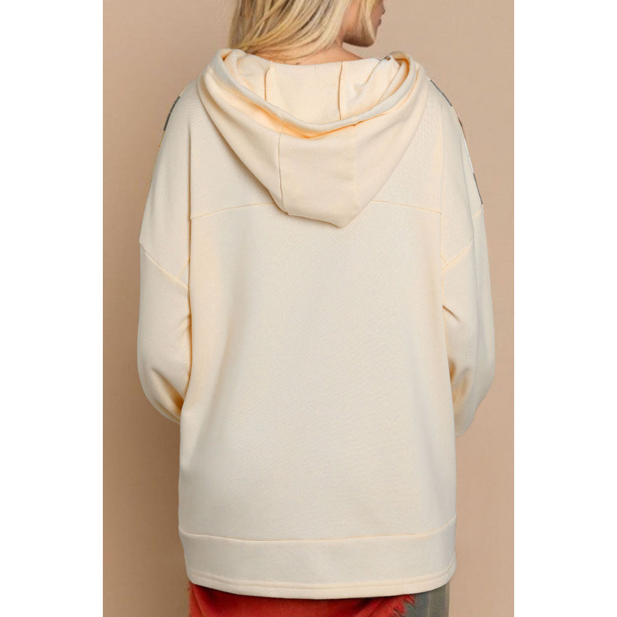 Drawstring Plaid Long Sleeve Hoodie Apparel and Accessories