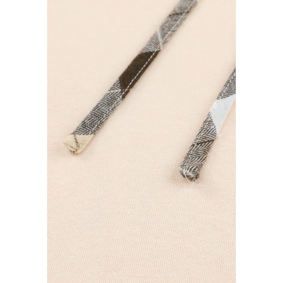 Drawstring Plaid Long Sleeve Hoodie Apparel and Accessories