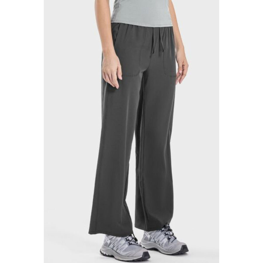 Drawstring Pocketed Active Pants Charcoal / 4 Apparel and Accessories