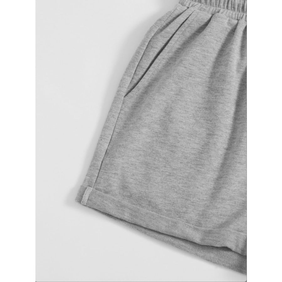 Drawstring Pocketed Elastic Waist Shorts Apparel and Accessories