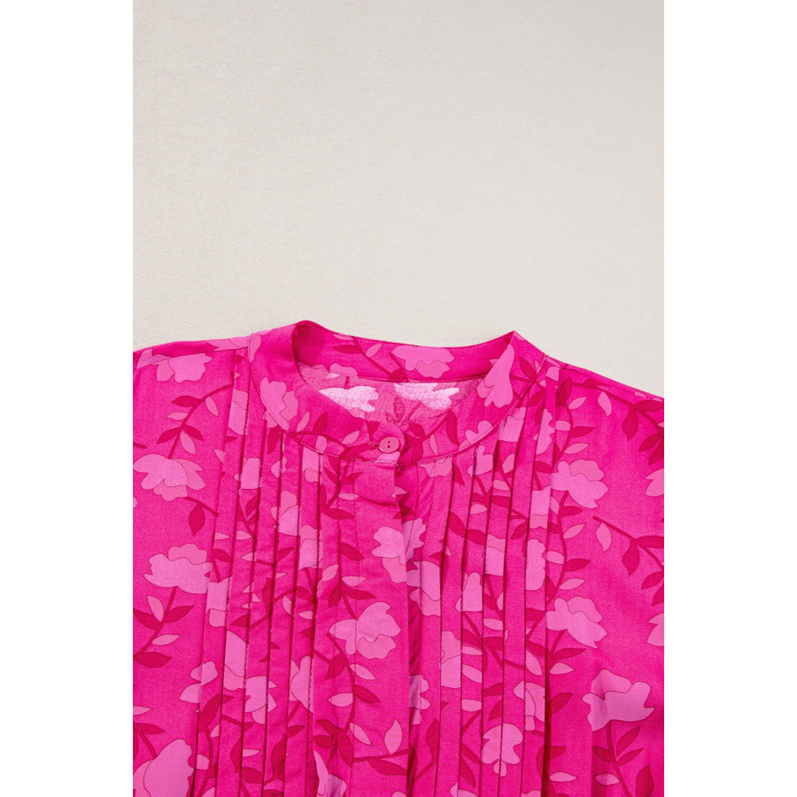 Drawstring Printed Short Sleeve Midi Dress Apparel and Accessories