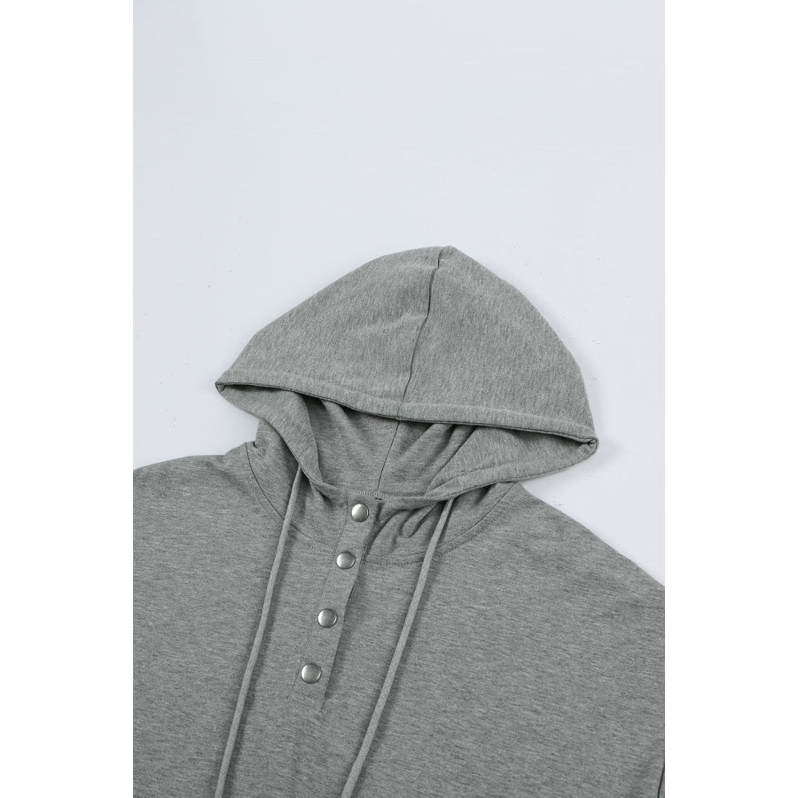 Drawstring Quarter Snap Cap Sleeve Hoodie Apparel and Accessories