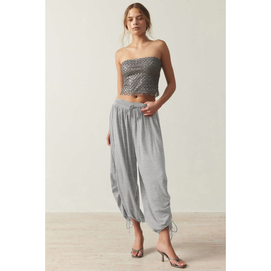 Drawstring Ruched Pants Apparel and Accessories