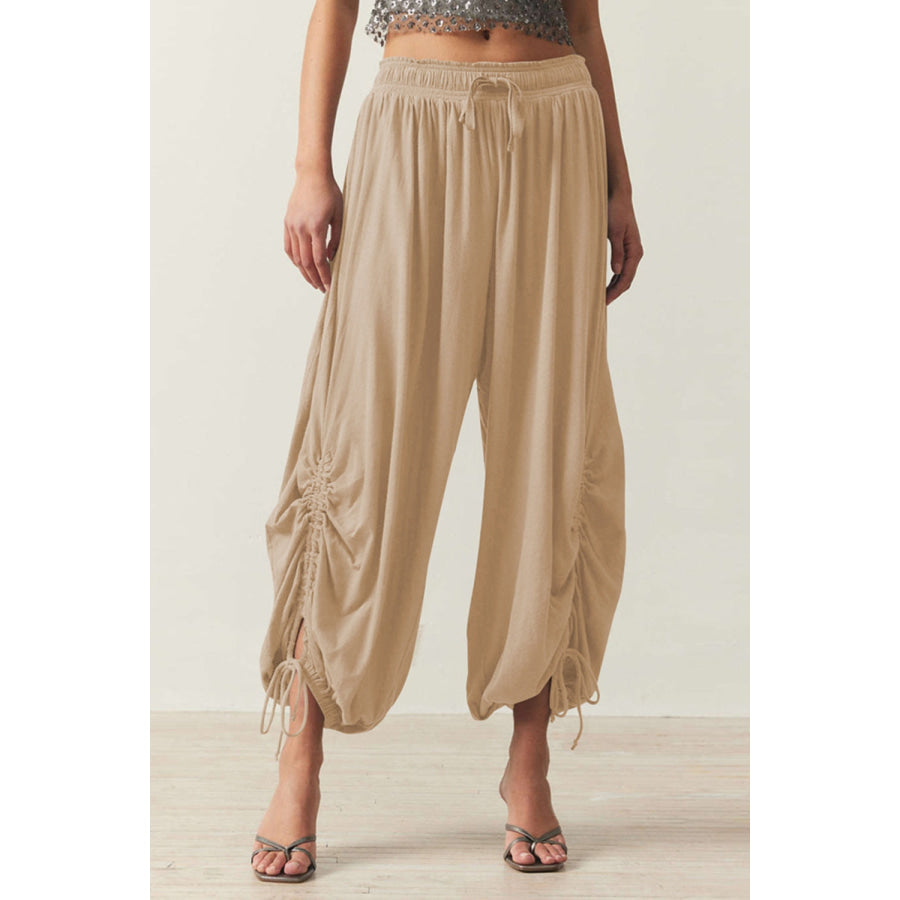 Drawstring Ruched Pants Apparel and Accessories