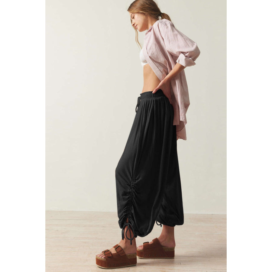 Drawstring Ruched Pants Apparel and Accessories