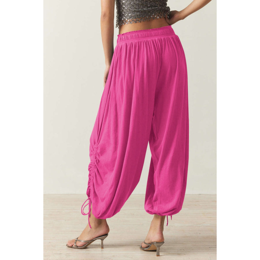 Drawstring Ruched Pants Apparel and Accessories
