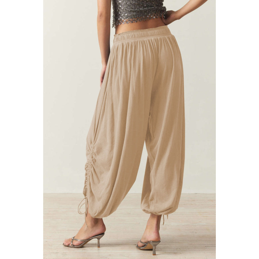 Drawstring Ruched Pants Apparel and Accessories