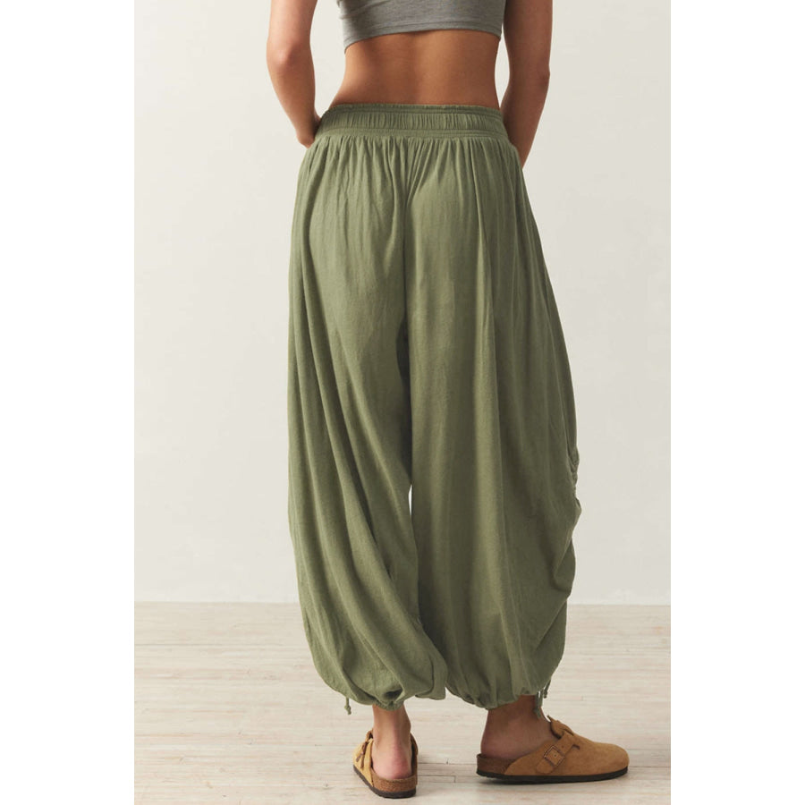 Drawstring Ruched Pants Apparel and Accessories