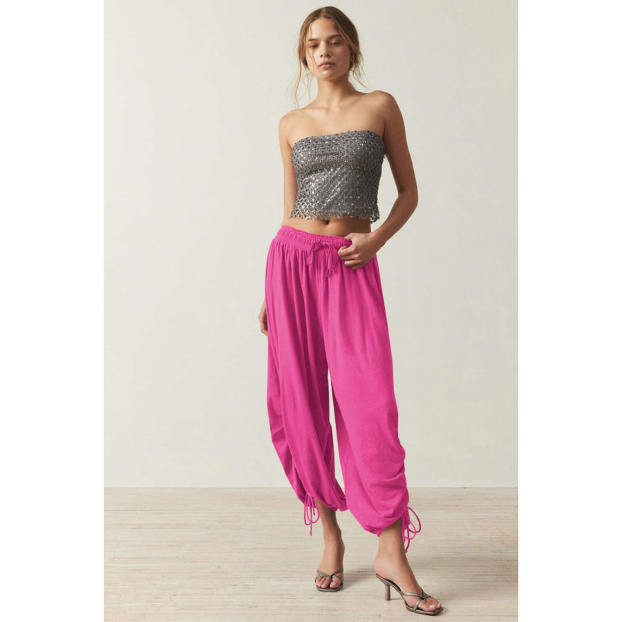 Drawstring Ruched Pants Apparel and Accessories