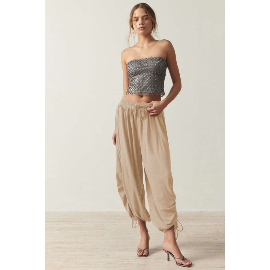 Drawstring Ruched Pants Apparel and Accessories