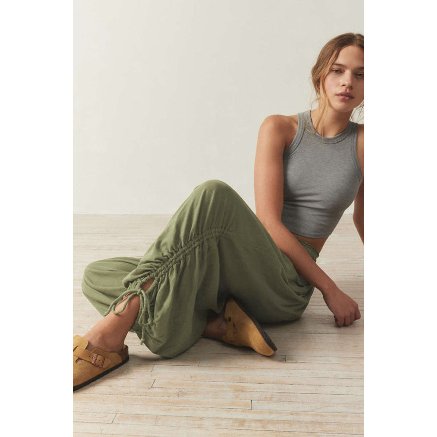 Drawstring Ruched Pants Apparel and Accessories