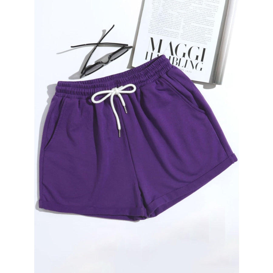 Drawstring Shorts with Pockets Violet / XS Apparel and Accessories