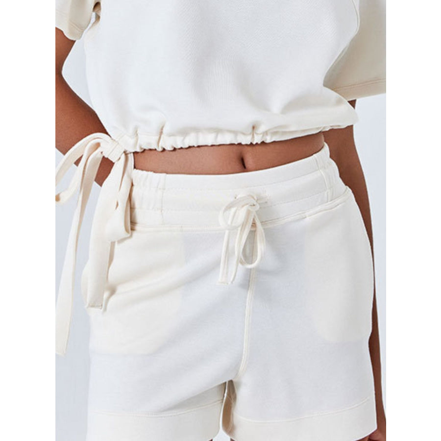 Drawstring Solid Color Shorts with Pockets Apparel and Accessories