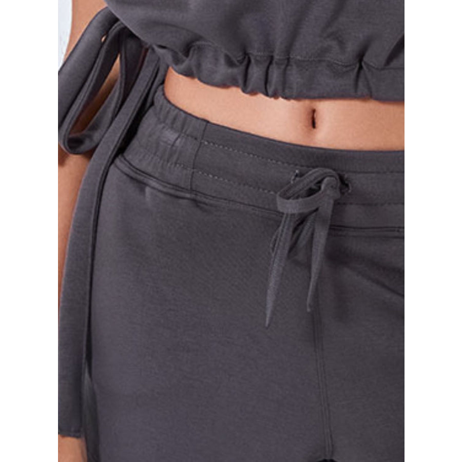 Drawstring Solid Color Shorts with Pockets Apparel and Accessories