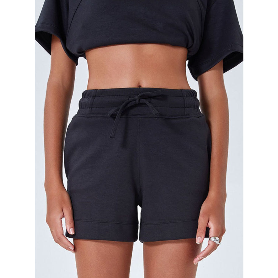 Drawstring Solid Color Shorts with Pockets Apparel and Accessories