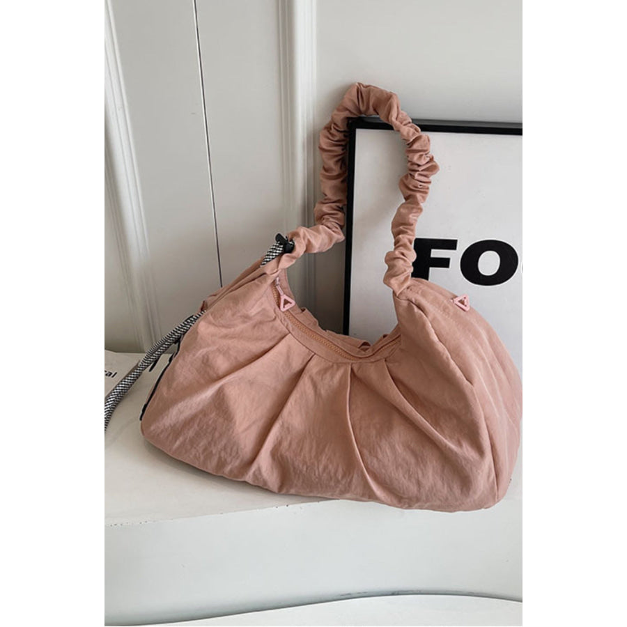 Drawstring Strap Ruched Crossbody Bag Burnt Coral / One Size Apparel and Accessories