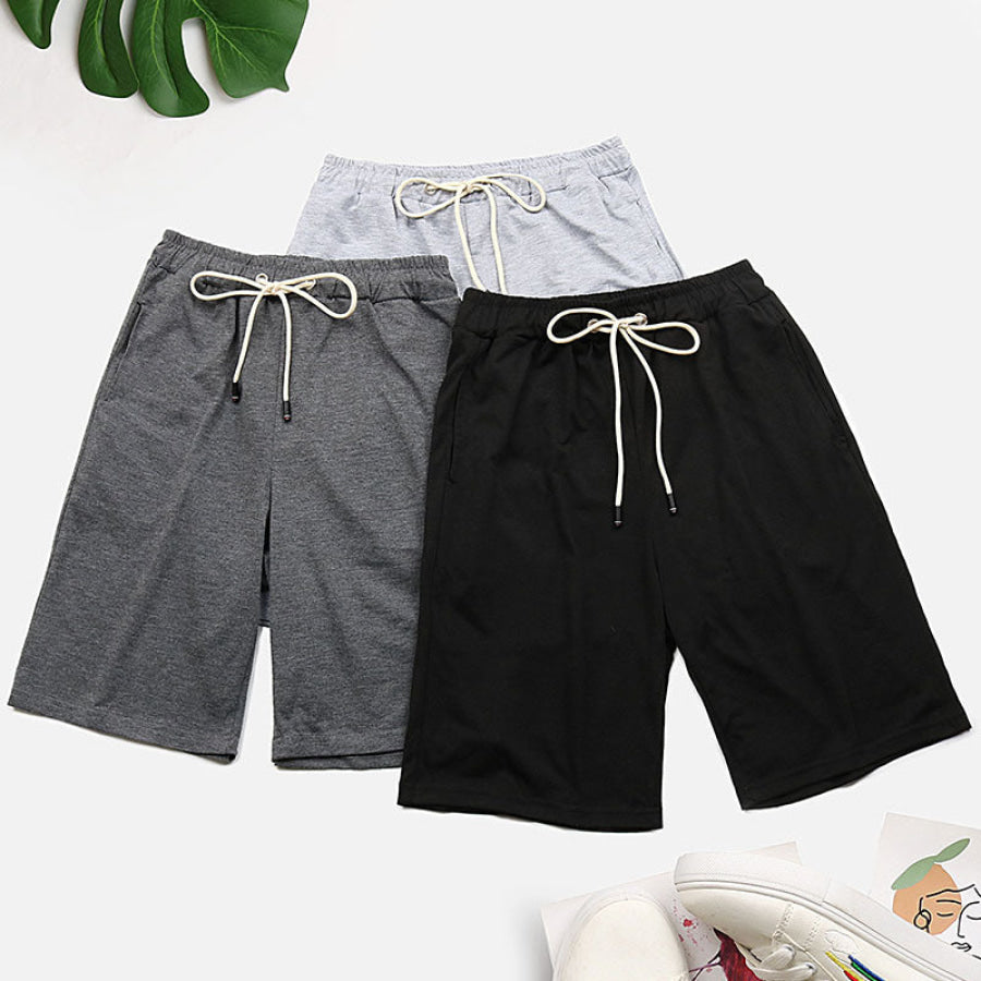 Drawstring Waist Three-Piece Shorts Set Multicolor / L