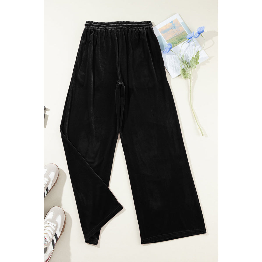 Drawstring Wide Leg Active Pants Apparel and Accessories