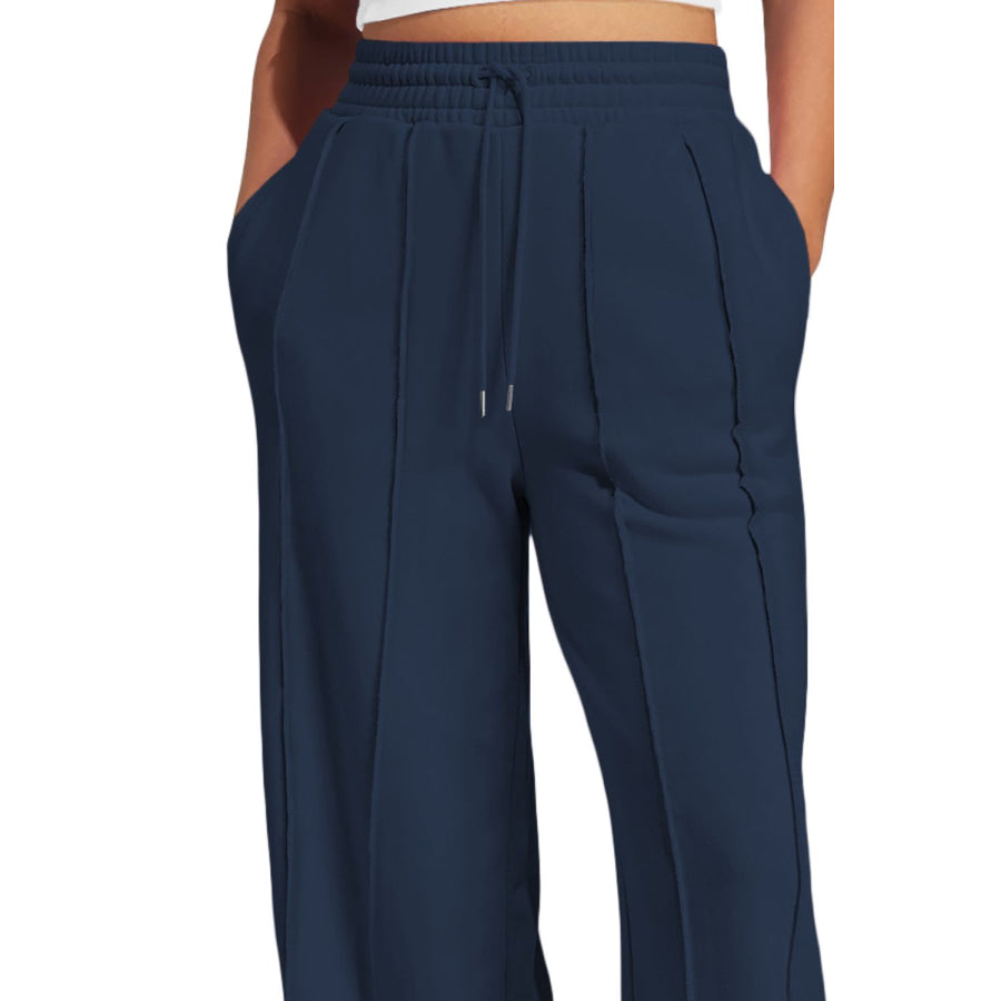 Drawstring Wide Leg Active Pants Apparel and Accessories