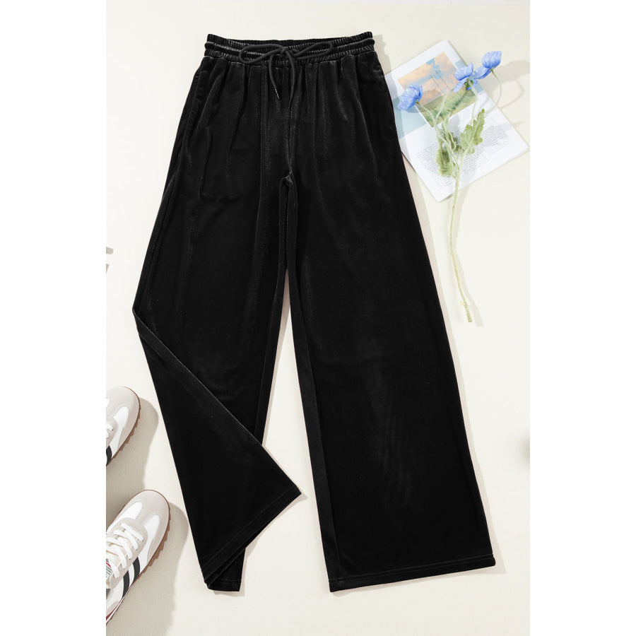 Drawstring Wide Leg Active Pants Apparel and Accessories