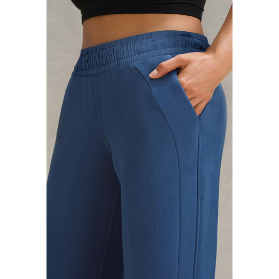 Drawstring Wide Leg Active Pants Apparel and Accessories