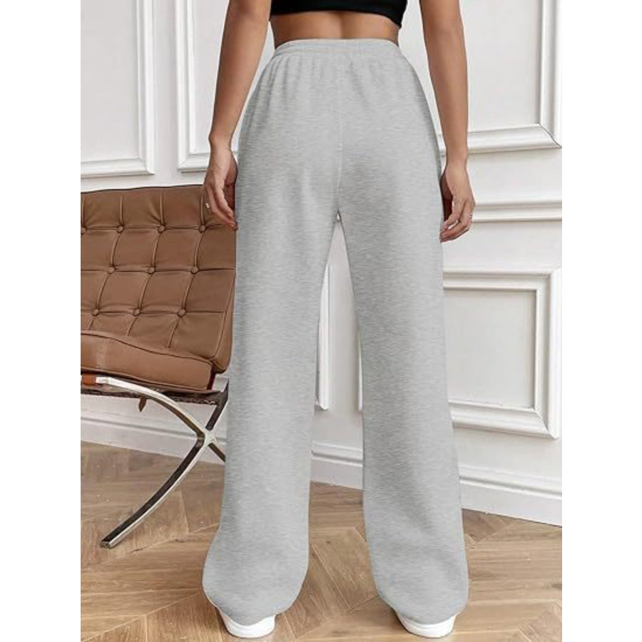 Drawstring Wide Leg Pants with Pockets Apparel and Accessories